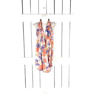 Pink blue floral wide jeweled infinity scarf necklace